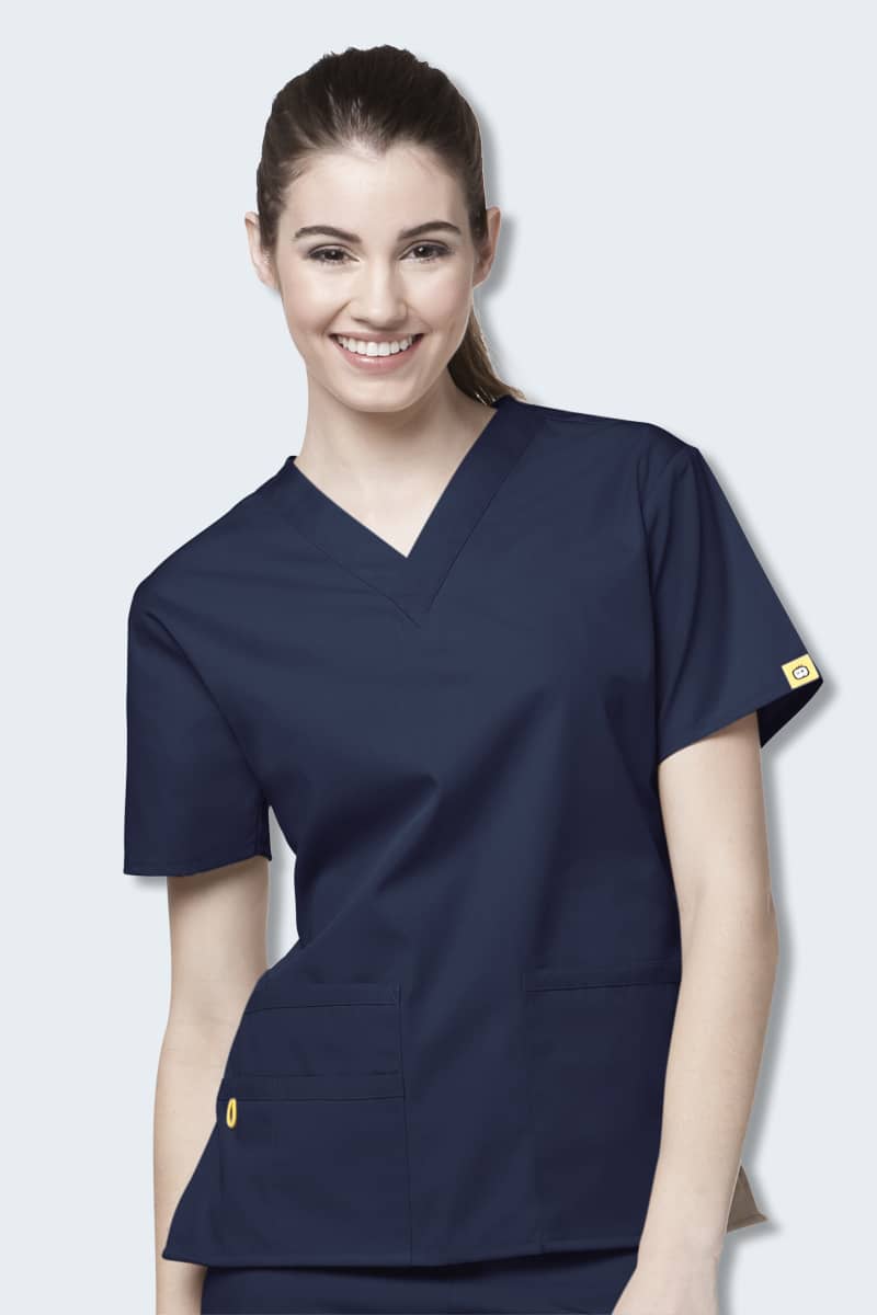 Navy 6016 WonderWink Pocket V-neck Women's Scrubs Top - Shop - ScrubStoreNZ